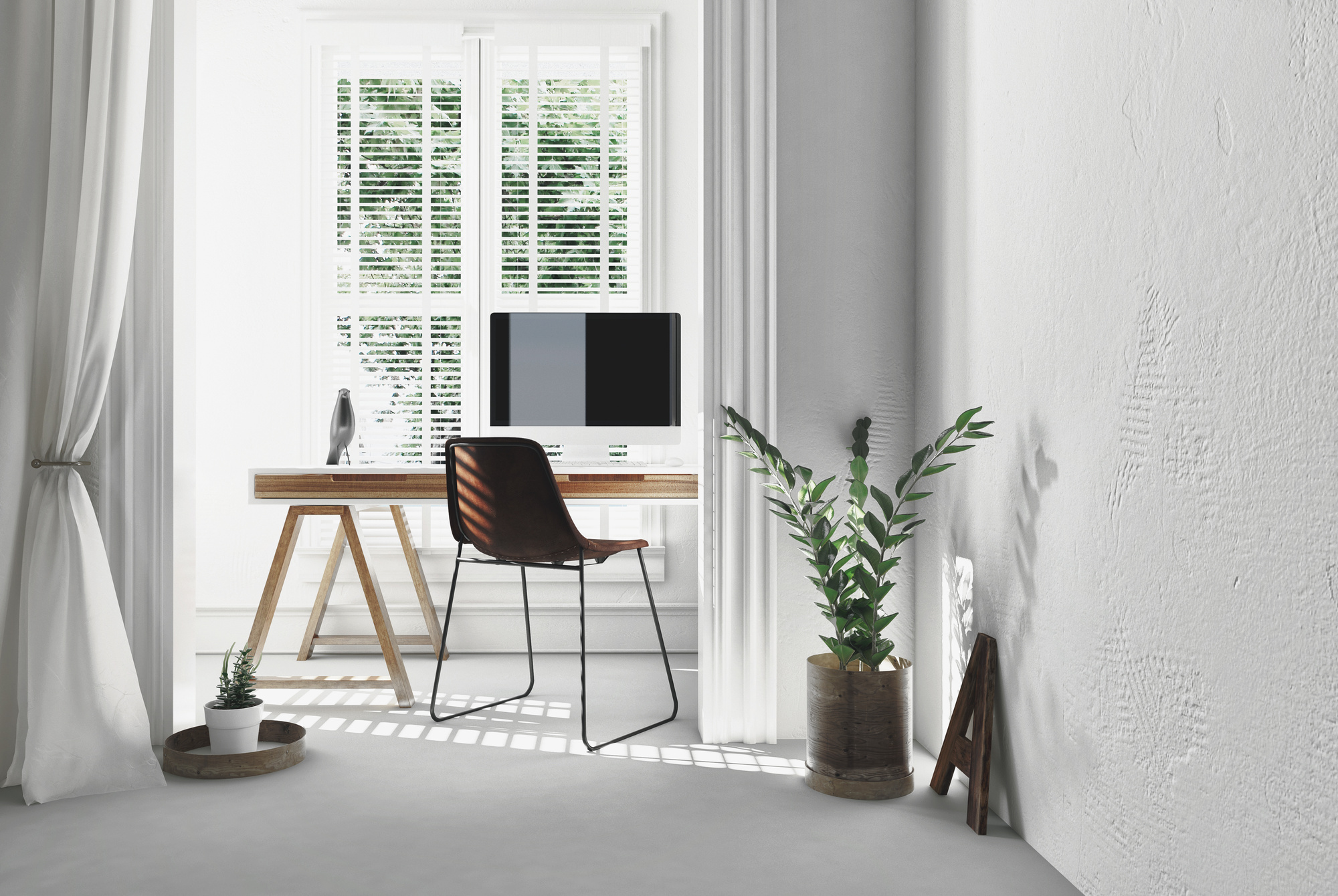 Modern Simple Office with Trestle Desk